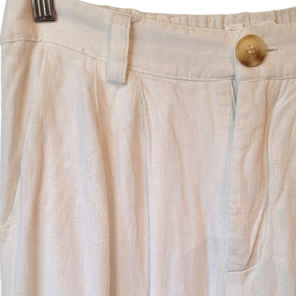 Mable Women's White Linen Blend Flowy Wide Leg Pants Size M - Picture 4 of 6